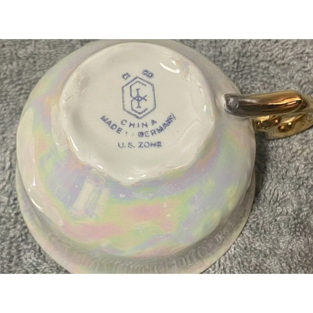 Iridescent Lusterware Tea Cup &‎ Saucer Made In Germany U.S. Zone Teacup